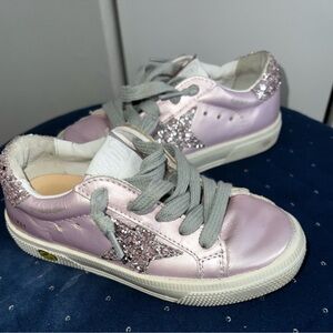 Golden Goose Pink and Silver Glitter Sneakers